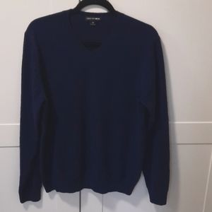 State 100% cashmere v neck navy blue sweater